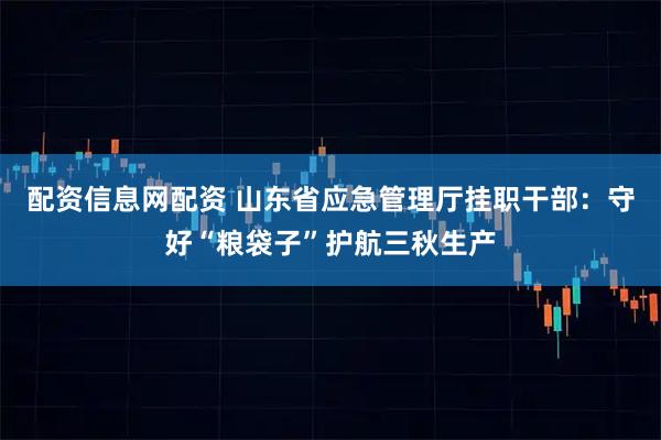 配资信息网配资 山东省应急管理厅挂职干部：守好“粮袋子”护航三秋生产